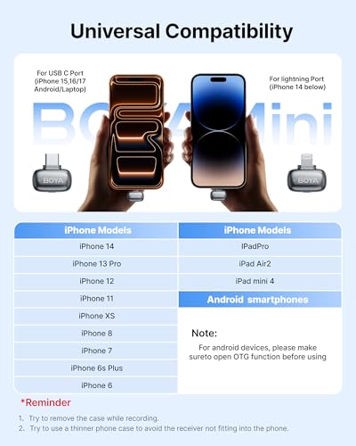Image of BOYA mini 2 Wireless Microphone for iPhone & Android, AI Noise Cancellation, App Control, Safety Track, 30H Battery Life with Charging Case, Lapel Microphone Wireless for Video Recording Podcast Vlog