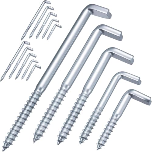 15 Pcs Alcayatas Pared, Ganchos de Tornillo en L, Ganchos de Pared Atornillables, Gancho Ángulo Recto, Gancho en L de Rosca con Cruz de Acero Inoxidable para Colgar Plantas Luces Cuadros