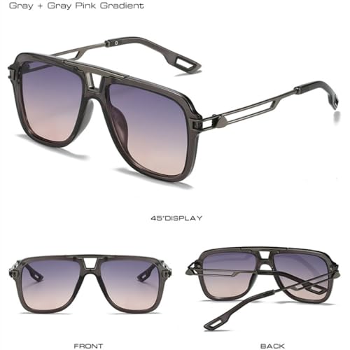 Lunettes de soleil de créateur à double pont rétro et verres dégradés chic