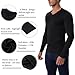 Queerier Men's Compression Shirt V Neck Long Sleeve Workout Shirts Athletic Gym Undershirts Active Sports Base Layer Tops/Black