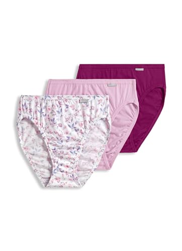 Image of Jockey Women's Underwear Elance French Cut - 3 Pack Underwear Women Pack, 100% Cotton, Chalky Pink /Painted Purple Meadow /Majestic Berry, 8