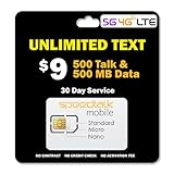 SpeedTalk Mobile SIM Card Unlimited Text 500 Minutes Talk 500MB Data for 5G 4G LTE iOS Android Smart Phones | Triple Cut 3 in 1 Simcard - Standard Micro Nano | No Contract Cellphone Plan | US Coverage