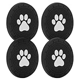 MUSISALY 車用コースター 4枚セット 滑り止め設計 足跡柄 丸型ドリンクパッド 車内清掃維持 カップホルダーインサート ホームカップ利用向け