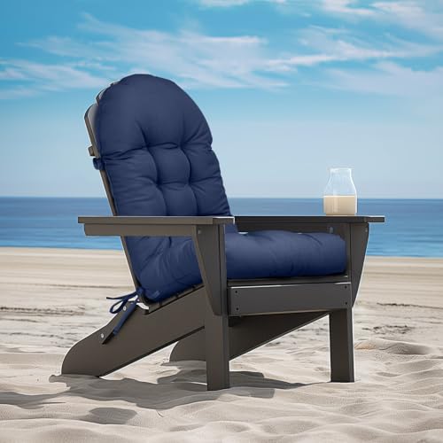 Image of mudilun Adirondack Chair Cushion Waterproof 44x19x4in Rocking Chair Pads | Water-Resistant and UV-resistant,High-resilience foam fill,4 inch thick,ties & Anti-slip bottom,for outdoor /patio /porch /garden