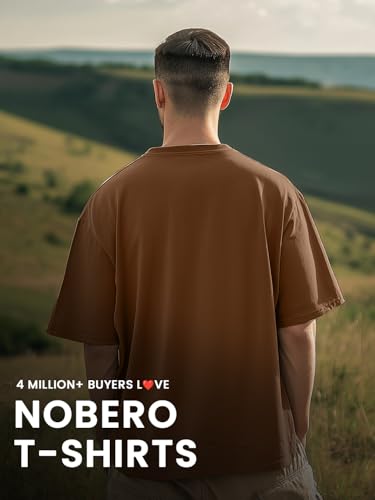 Image of Nobero 100% Cotton Oversized T Shirts for Men Stylish | Oversized Fit | Solid T Shirts for Men 180 GSM Combed Cotton | Round Neck Half Sleeve