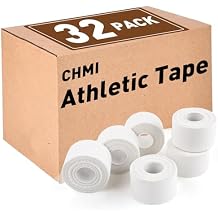 CHMI Athletic Tape,White Sports Tape 32 Pack, 320 Yards Rolls Very Strong Easy Tear NO Sticky Residue Best Tape for Gymnastics Climbing Bat Injuries Medical 1.5 Inch X 320 Yards.