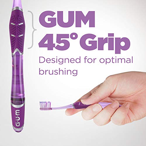 Gum - 525E Technique Deep Clean Toothbrush With Quad-Grip Handle, Compact Head & Soft Bristles, 3 Count #TOP4