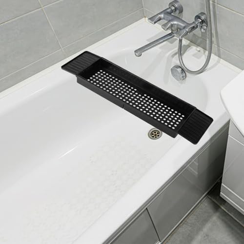 Organizador de bañera expandible bandeja de baño negra multifuncional y soporte de ducha 6