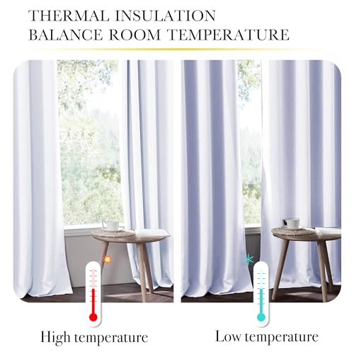 Image of NICETOWN Snow White Cold Reducing Blackout Curtains 84 inch Long, Full Light Blocking Drapes with Liner, Thermal Insulated Draperies for Hall, Villa (2 Pieces, 42 inch Wide Each Panel, Pure Snow White)