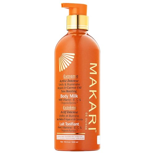 MAKARI Extreme Active Intense Carrot & Argan Oil Body Milk (16.8 oz) | Unify & Illuminate | Tone Boosting Body Lotion With Vitamins E & C | Helps Brighten Skin Tone | Promotes Even Complexion