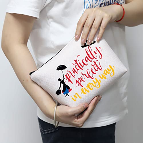 Mary Poppins Cosmetic Make Up Bag Mary Poppins Gift Practically Perfect In Every Way Makeup Zipper Pouch Bag For Women Girls (Practically Perfect) #TOP4