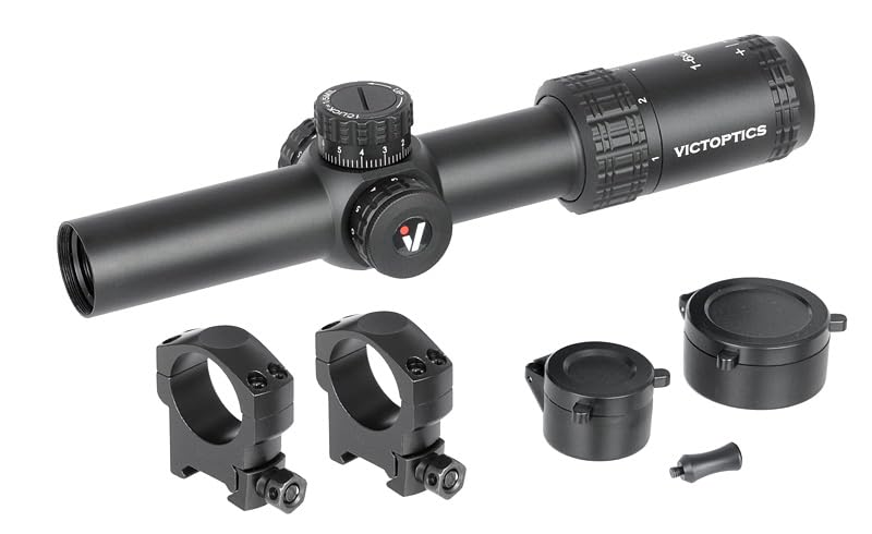 Vict Optics OPSL22 S6 Visor Óptico, 1-6x24, Tubo 30mm, Retícula Vi-CTSIX Iluminada, Negro. Exclusivo para Airsoft. Anillas para Rail Picatinny 20 mm
