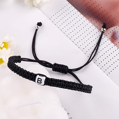 Initial Bracelets for Couples Women Men Initial Charm Handmade Rope Braided Letter Bracelet for Teens Adjustable Jewelry Christmas Gifts for Him Her (B)3