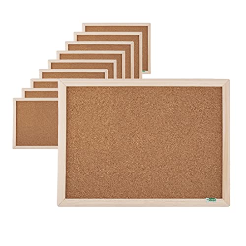 Tableau en liège 30x40 cm D.RECT lot de 10 panneaux muraux avec cadre en bois naturel