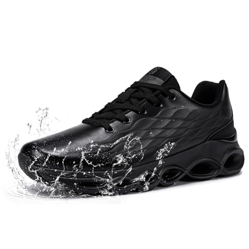 FATES TEX Totalmente Zapatillas Impermeables Hombre Al Aire Libre Zapatillas Deporte Gimnasio Moda Bambas Casual Ligero Zapatillas Running(C-Negro,43 EU)