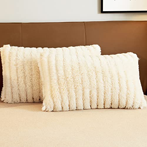 Mast Doo Faux Fur Duvet Cover Queen, Luxury Plush Shaggy Fluffy Bedding Set 3 Pieces With 2 Pillowcases & Zipper Ties, Ultra Soft Velvet Beige Comforter Cover #TOP4