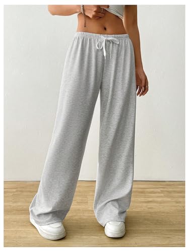 Women's Drawstring Waist Straight Streetwear Long Wide Leg Sweatpants Casual Loose Baggy Workout Long Summer Pants4
