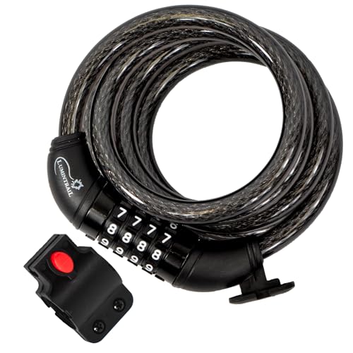 Lumintrail Cable de bloqueo de bicicleta combinado para accesorios de bicicleta, cerraduras de bicicleta de 10 pies, antirrobo con combinaciones, combinación de bloqueo de cable de bicicleta con