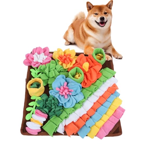 Romon Alfombra Olfativa para Perros – 40x40 cm, Manta Olfativa de Felpa Colorida, Juego Interactivo para Perros, Gatos y Conejos, Antideslizante, Lavable y Plegable, Marrón