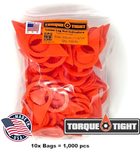 Image of 33mm Loose Lug Nut Indicator, Bright Orange, 1000-Pack, Visual Safety Alert for Class 6-8 Trucks and Buses - Made in USA