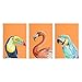 Stupell Industries Bold Tropical Birds Rainforest Animals Toucan Parrot 3pc set Wood Wall Art, Design by Patricia Pinto