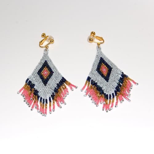 Aretes colgantes largos con borlas y cuentas para mujer miniatura 6
