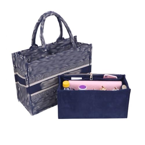 SMART DK Purse Organizer for Dior Book Tote - Large Bag Insert with Multiple Pockets (Blue, Large)
