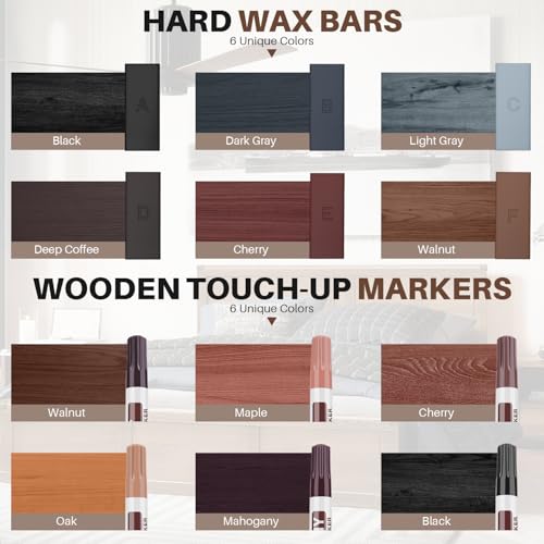 Image of Vinyl Laminate Hardwood Floor Repair Kit -6 Colors Floor Wax Wood Furniture Touch Up Marker Restore Any Scratches, Stains, Cracks, Hole for Floor, Door, Cabinet