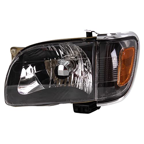 Image of TRQ 2 Piece Headlight Assembly Set Halogen Black Bezel Driver & Passenger Side Compatible with Toyota Tacoma 2001-2004 TO2502136 TO2503136