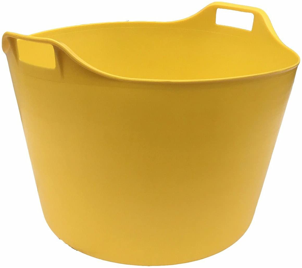 Yellow 75L Litre Multipurpose Extra Large Flexible Bucket Laundry/Toy Tub Polyethylene Storage Container Bucket Flex Tub - Made In Uk ( Colour)