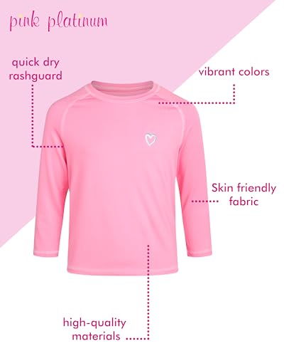 Pink Platinum Camiseta de natação Rash Guard para meninas com proteção FPS 50+ de secagem rápida (5-