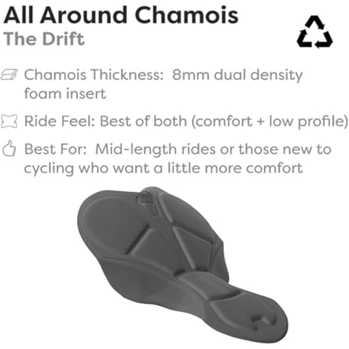 Club Ride Bermuda feminina Drift Chamois 12,7 cm – Nível 2 – Confortável, Elegante e Acolchoada para