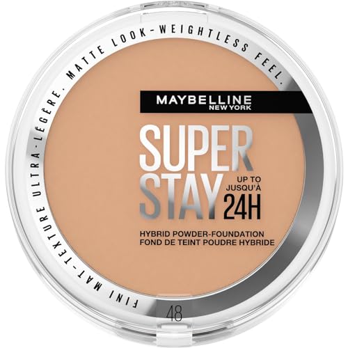 Maybelline New York Superstay Híbrido 24H Base de Maquillaje en Polvo, Súper Cobertura, Súper Ligera, Hasta 24H, Tono 48