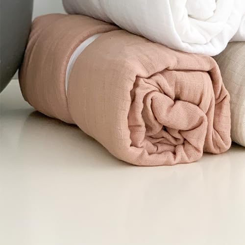 Image of Newton Baby Fitted Mini Crib Sheets (2-Pack) | Organic Muslin Cotton, Breathable & Soft Baby Sheets, Washable Baby Mattress Sheets, Fits Mini Crib Mattresses 24 inch x 38 inch, Clay