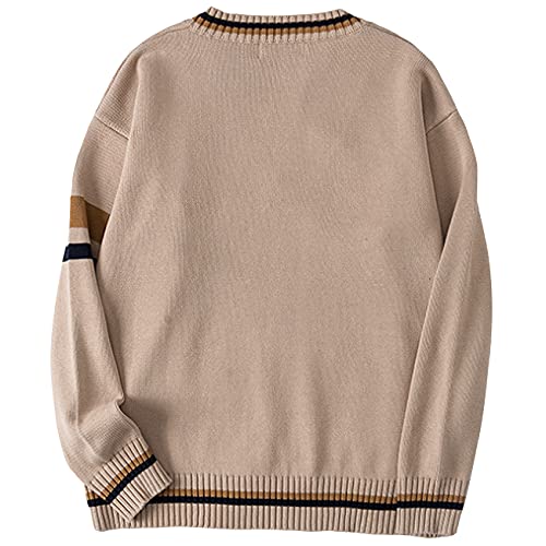 Women Men's Jumper Sweater Dark Academia Clothing, Cotton V-Neck Long Sleeve Knitted Pullover, Warm Sweatshirt for Winter Autumn