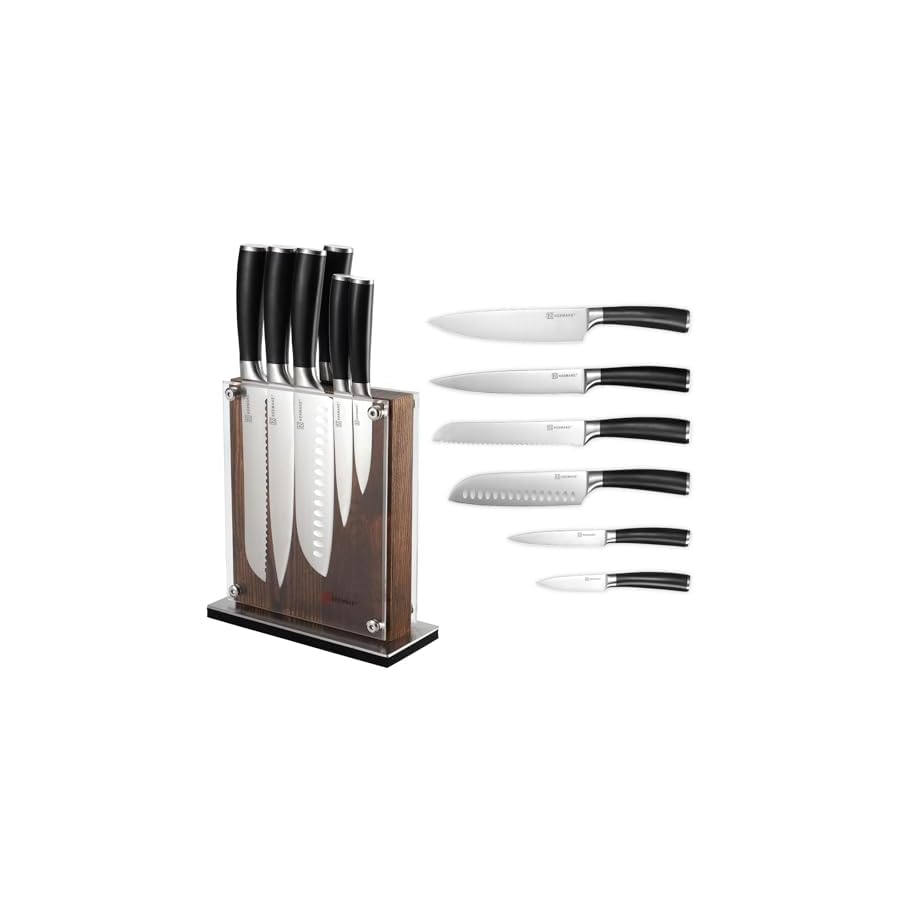 KEEMAKE-Kitchen-Knife-Block-Set-7Pcs-Kitchen-Knives-with-Magnetic-Knife-Holder-High-Carbon-Stainless-Steel-Chef-Knife-Set-with-Block-Ultra-Sharp-Knives-Set-for-Kitchen-With-Ergonomic-Handle KEEMAKE 7Pcs Kitchen Knives with Magnetic Knife Holder