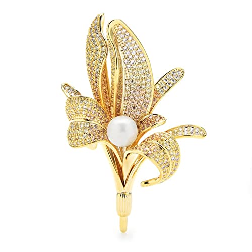 Broche fleur de lys cristal perle accessoire mode femme pour mariage