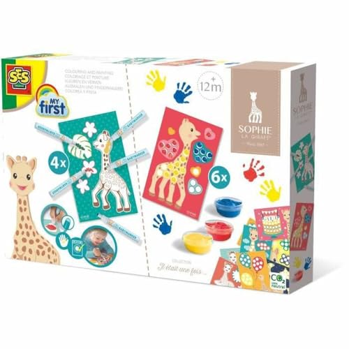 SES Creative | Sophie la Girafe Coloriage et Peinture | Kit 2 en 1 Peinture au Doigt Bébé + Feutres Lavables | Activité Créative et Éducative | Loisir...
