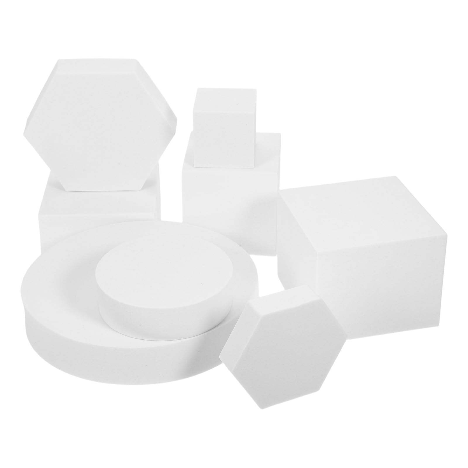 Alipis Accesorios Fotográficos Set de 8 de Cubo Geométrico de Espuma Blanco Efecto Decorativo y Multifuncional para Joyas y Cosméticos para Sesión de Fotos
