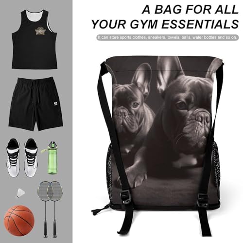 French Bulldog Drawstring Backpack, Dry Wet Separate Gym Bag Unisex Sports Drawstring Bag for Work, Fitness3