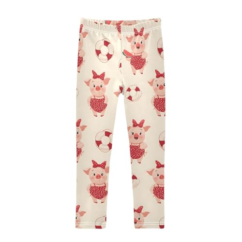 ALAZA Girls' Leggings Children's Yoga Pants Skinny Printed Dance Pig Watermelon Cute Comfortable 4T