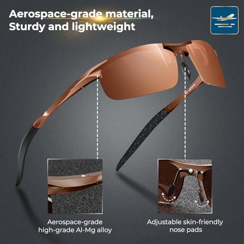Image of DADA-PRO Polarized Sunglasses Men Sport Driving Sun Glasses Ultralight Al-Mg Mirrored Shades UV400 Protection