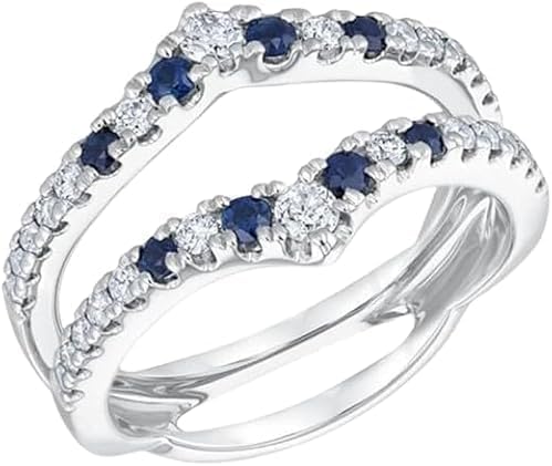 Shankar Jewels 2Ct Round Cut Lab Created Diamond Prong Set Woman's Enhancer Guard Wedding Ring, 14K White Gold Plated 925 Sterling Silver