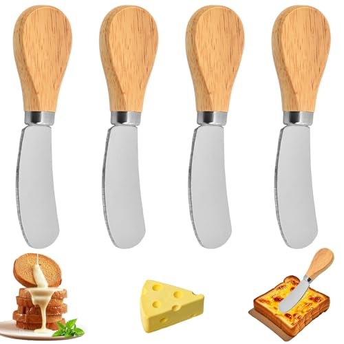 4 Pcs Butter Knife Spreader, Cheese Knife Set Cake Knifes Durable Stainless Steel Butter Knives, Multi-Function Cheese Knives Set Smooth Spreading for Butters, Ideal for Pastry, Sandwich Jam