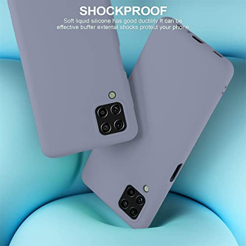 Image of DIZORO Liquid Silicone Case with Microfiber Coushioning Compatible for Samsung Galaxy A12 /M12 /F12 Shockproof Slim Back Cover, Gel Rubber Full Body Protection - Lavender Grey