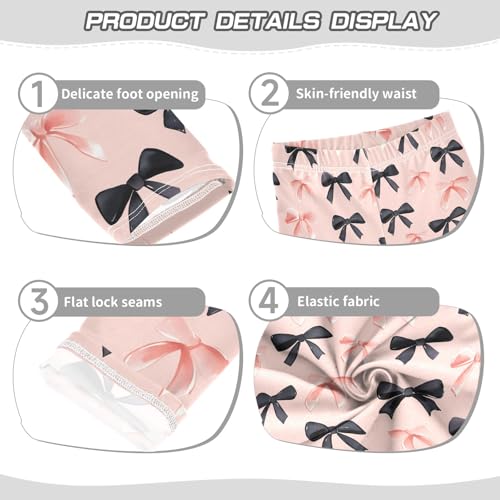 Girls' Athletic Leggings Ankle Length Yoga Dance Pants Kids Teen 4T Pink Black Bows3