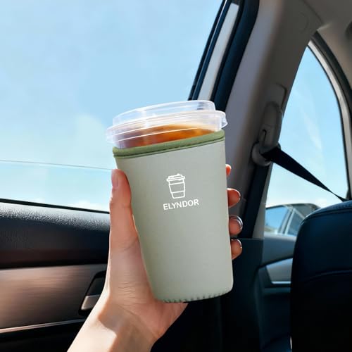 Image of Reusable Insulated Sleeve for Iced Coffee Cup, 3-Pack Coffee Neoprene Drink Sleeve for Cold & Hot Drinks, Beverage Holder for Iced Coffee (Sage Solid)