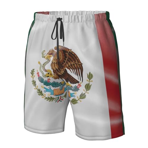 Silk Style Flag of Mexico Men's Shorts Beach Casual Swim Board Trunks2