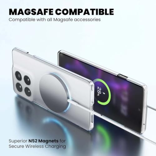 Image of DIZORO Crystal Clear Magnetic Compatible with Motorola Moto Edge 60 pro Back Cover case with Anti-Yellow (Compatible with Magsafe) Anti-Scratch | Shockproof Transparent Cover