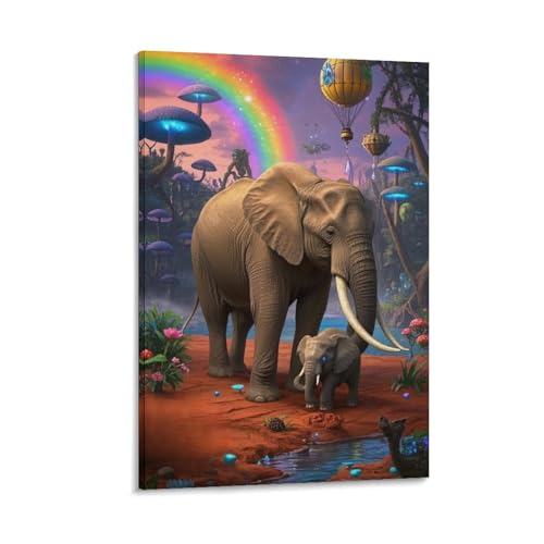 Décoration murale éléphant en toile imprimée pour une ambiance évasion
